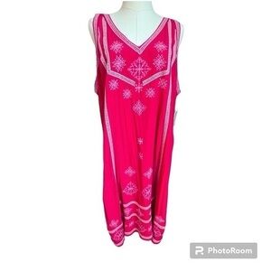 Sigrid Olsen Sleeveless Double V-Neck
Embroidered Pattern Lined Viscose Dress 16